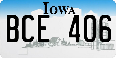IA license plate BCE406