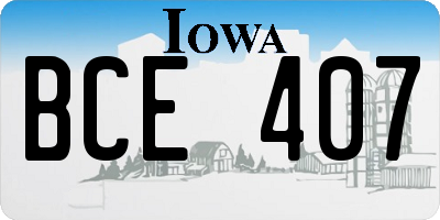 IA license plate BCE407