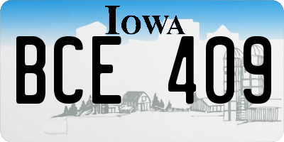 IA license plate BCE409