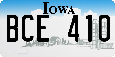 IA license plate BCE410