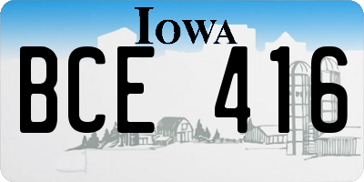 IA license plate BCE416