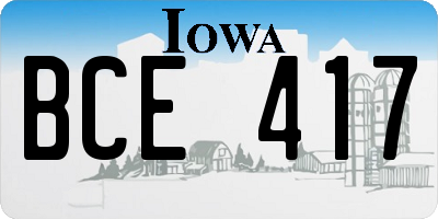 IA license plate BCE417