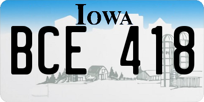 IA license plate BCE418