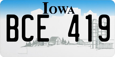 IA license plate BCE419