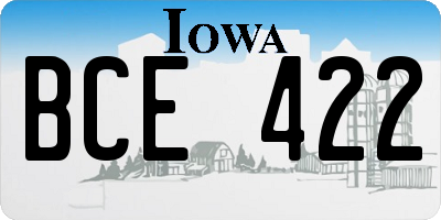 IA license plate BCE422