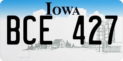 IA license plate BCE427