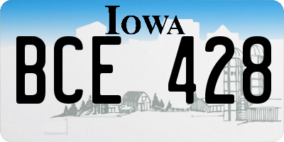 IA license plate BCE428