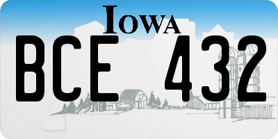 IA license plate BCE432