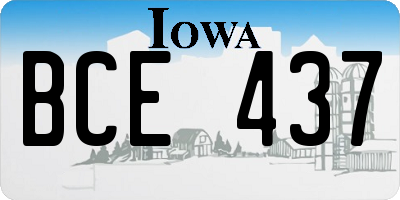 IA license plate BCE437