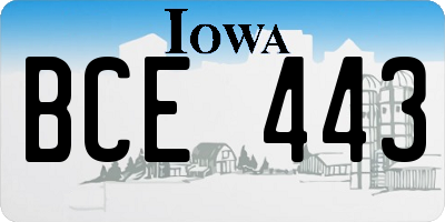 IA license plate BCE443