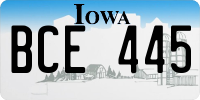 IA license plate BCE445