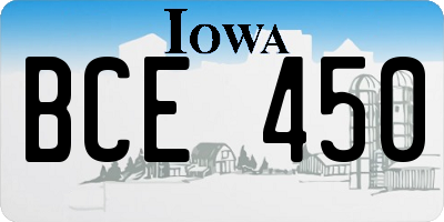 IA license plate BCE450