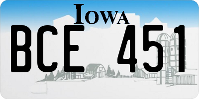 IA license plate BCE451