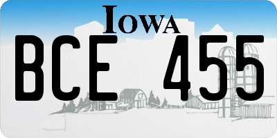 IA license plate BCE455