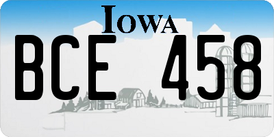 IA license plate BCE458