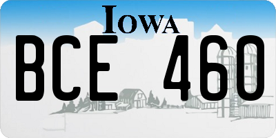 IA license plate BCE460