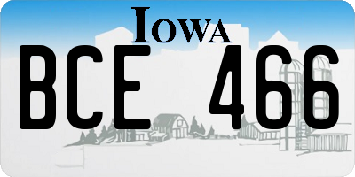 IA license plate BCE466
