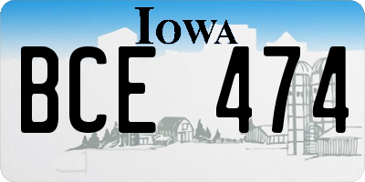IA license plate BCE474