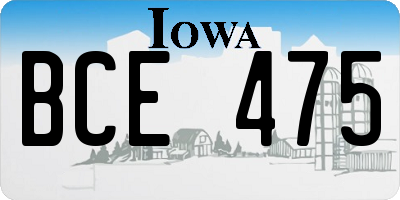 IA license plate BCE475