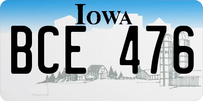 IA license plate BCE476