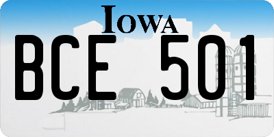 IA license plate BCE501