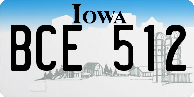 IA license plate BCE512