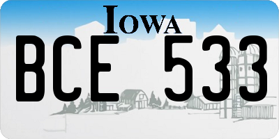 IA license plate BCE533