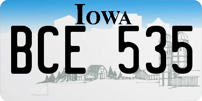 IA license plate BCE535