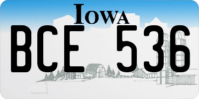 IA license plate BCE536