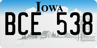 IA license plate BCE538
