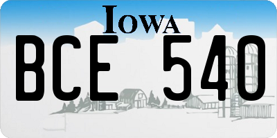 IA license plate BCE540