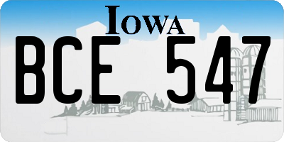 IA license plate BCE547