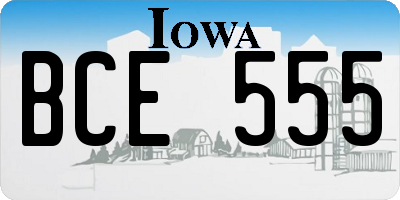 IA license plate BCE555