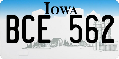 IA license plate BCE562