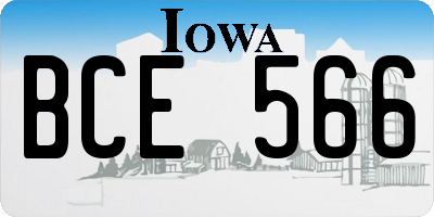 IA license plate BCE566
