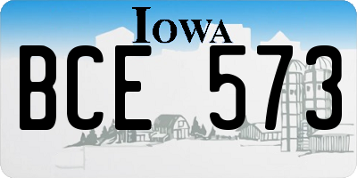 IA license plate BCE573