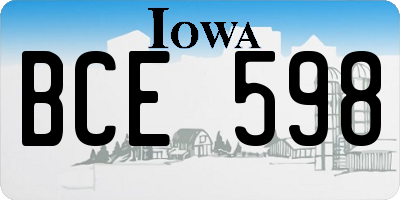 IA license plate BCE598