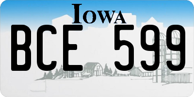 IA license plate BCE599
