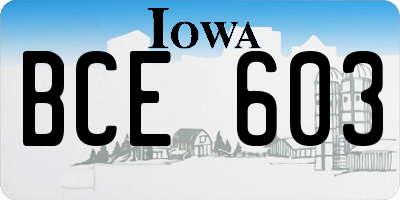 IA license plate BCE603