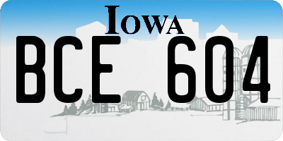 IA license plate BCE604