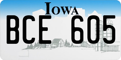 IA license plate BCE605