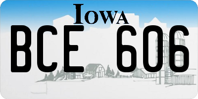 IA license plate BCE606