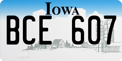 IA license plate BCE607