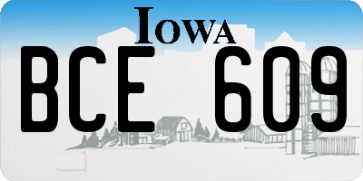 IA license plate BCE609