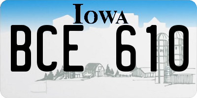 IA license plate BCE610