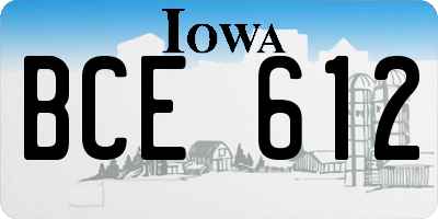 IA license plate BCE612