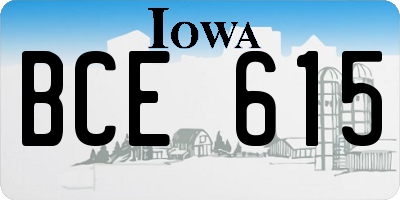 IA license plate BCE615