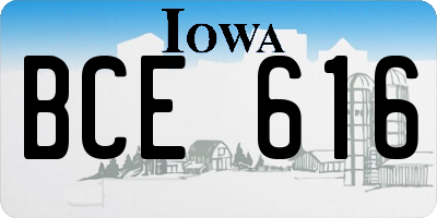 IA license plate BCE616