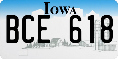 IA license plate BCE618