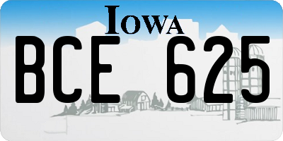 IA license plate BCE625